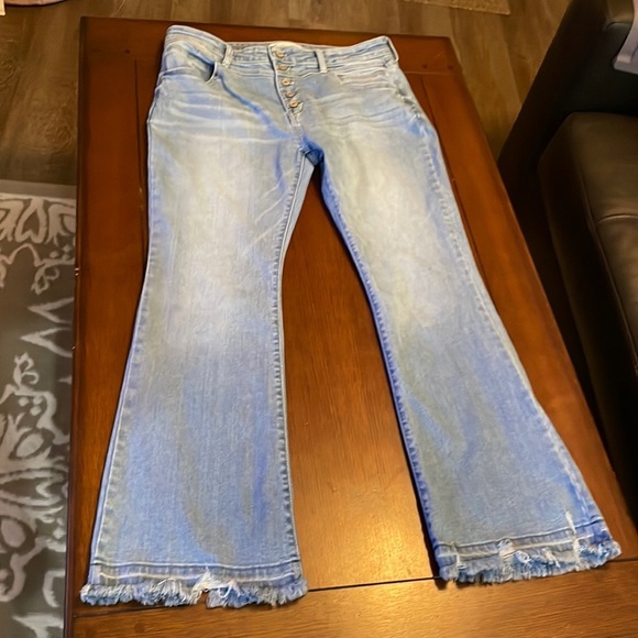KanCan Denim - Kancan flare. Light blue denim. Size 32  distressed bottoms.